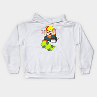 Hamster as Skater with Skateboard & Helmet Kids Hoodie